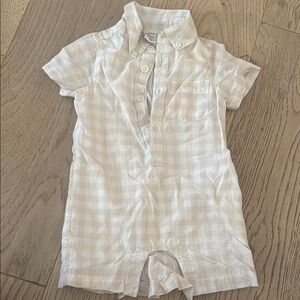 Nordstrom: White/Tan Checkered Baby Romper